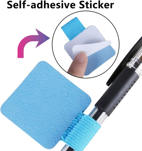 SLSON 12 Pack Self-Adhesive Notebook Pen Loop Holder, Elastic Pencil Holders for Journals, 12 Colors