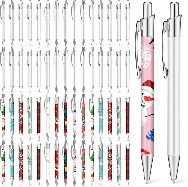 Yexiya 30 Pcs Sublimation Blank Heat Transfer Ballpoint Pens with Customized Clip - White Aluminum School Supplies
