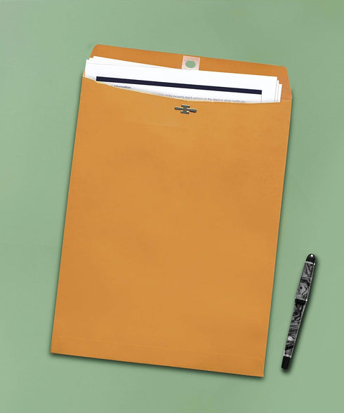 Clasp Envelopes – 30 Pack - 9.5x12.5 Inches Brown Kraft Catalog Envelopes with Clasp Closure & Gummed Seal