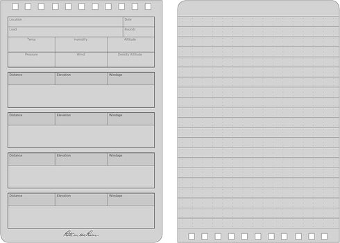 Rite in the Rain Weatherproof Top Spiral DOPE Logbook, 4" x 6", Black Cover, 2 Pack (No. D746L2)