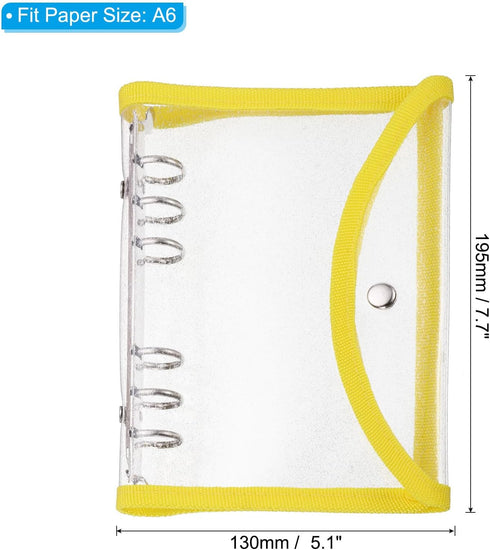 PATIKIL A6 Clear Binder Covers, Soft PVC Bling Loose Leaf Binder Protector Refillable Notebook Shell with Snap Button Closure for DIY Meeting Notebook Folder, Yellow by PATIKIL
