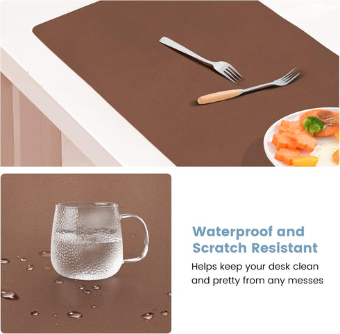 Desk Mat with Wireless Charging, Large Mouse Pad 32x16, Waterproof Black Leather Computer Mat, Non-Slip Protector for