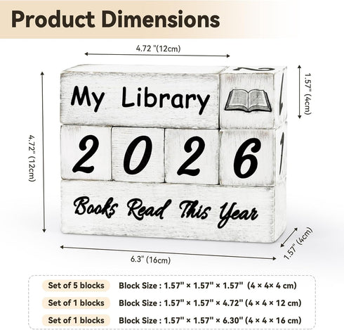 Pawnoc Counter, 4-Digit Books Read This Year Wooden Reading Tracker for Bookshelf Decor, Gift for Book Lovers, Readers