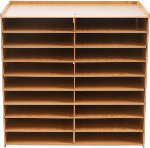 SHIOUCY 18 Slots Desktop Paper Mail Sorter Wood Office File Literature Organizer on
