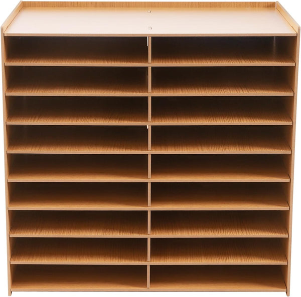 SHIOUCY 18 Slots Desktop Paper Mail Sorter Wood Office File Literature Organizer on
