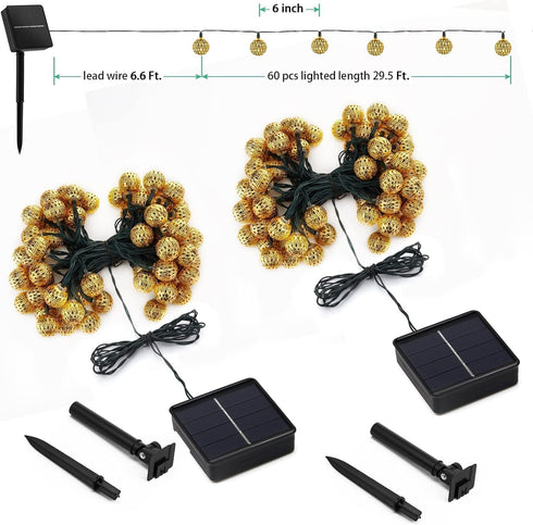 60 36 8 Brightown Solar Moroccan String Lights Outdoor LED Ft Globe Fairy Lights with Lighting Modes, Waterproof Solar