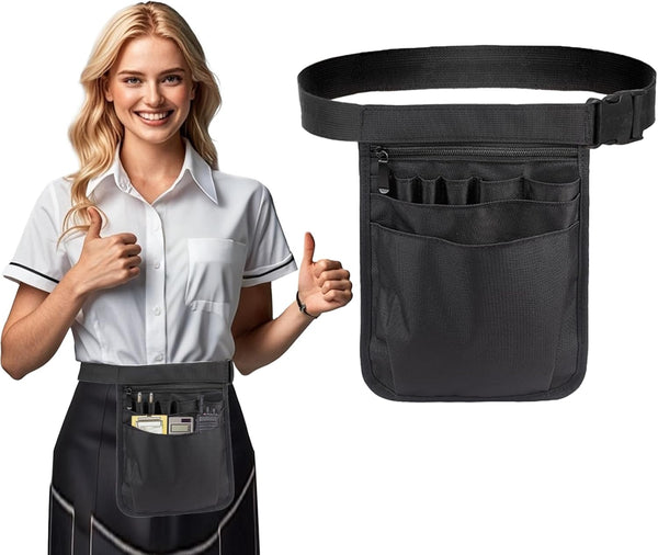 1PC Server Apron, 9.84x7.32Inch Restaurant Waitress Accessories Bag Adjustable Belt Utility Waist