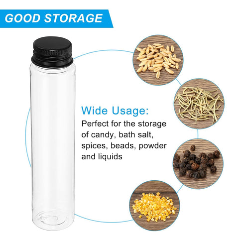 PATIKIL 110ml Plastic Test Tubes with Screw Caps, 15 Pcs Flat Bottom Tubes for Scientific Party Decoration