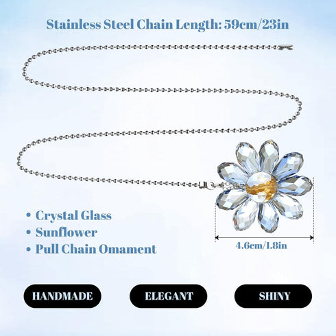 Ethanberg 2 1.8" 23" Pieces Ceiling Fan Pull Chain, Decorative Crystal Glass Flower Pendants Pull Chain Extension