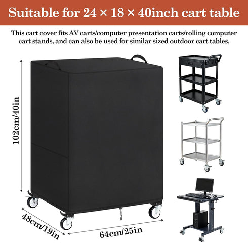 Klmnop 25" 19" 40" AV Cart Cover, Utility Rolling Cart Dust Protection Cover for Metal AV Carts & Media Carts, Foldable