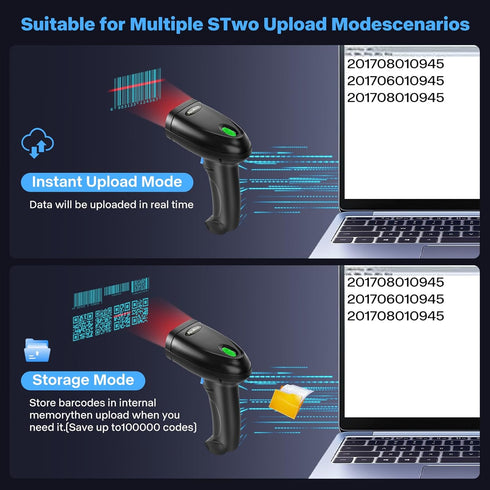 PecuMecu 1D&2D 3-in-1 2.4G PDF417 (TM-10B) Bluetooth Barcode Scanner, Bluetooth & USB Wired & Wireless QR Barcode