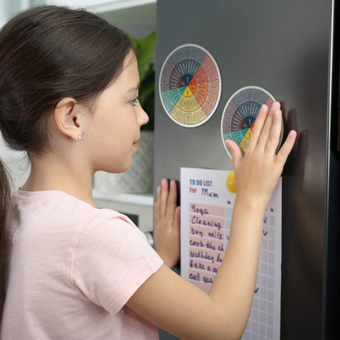 Weewooday 3 Pcs Emotion Wheel Magnet - 4.8 Inch Feelings Chart for Mental Health Gifts and School Office Decor