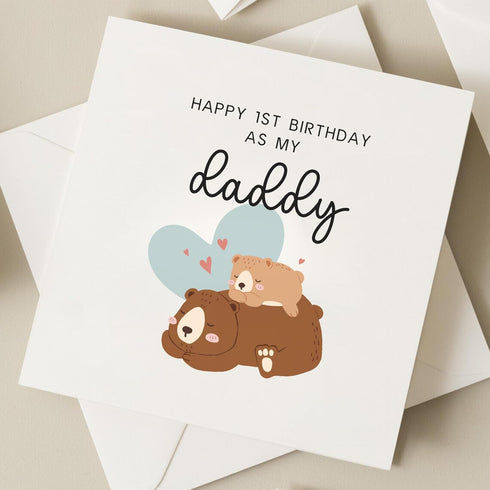 TEEMI -Happy 1st Birthday As My Daddy,Cute Bear /1st First Birthday Card For
