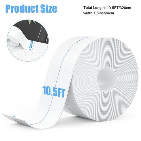 Caulk Strip, 2 Pack 1.5' x 10.5Ft Caulk Strip for Bathtub Self Adhesive Caulk Tape Caulking Sealing Tape for Kitchen Countertop,Sink,Bathroom,Toilet,and Bathtub Floor Wall Edge Protector