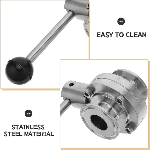 304 25mm HEMOTON Sanitary Stainless Steel Butterfly Valve Manual Hand Lever Water Beverage Fermentation Valve for Dairy