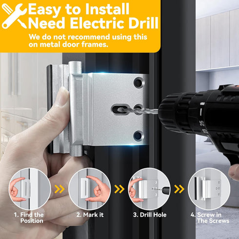 Rerishom 2 Pack Door Lock, Withstand 800 lbs for Inward Swinging Door, Reinforcement Lock with 8 Screws for Security