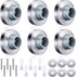 Pangda Concave Wall Door Bumper Stop, Silver Stainless Steel with Gray Round Rubber Protector, 6 Pieces