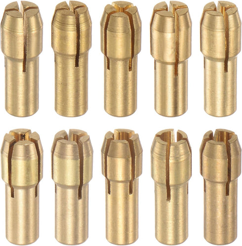 10pcs Brass Collet 0.5-3.2mm, Quick Change Drill Chuck Bit Sets for Mini Electric Grinder, 4.8mm Shank Diameter
