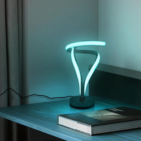 OUKANING 11.8inch-Unique LED Spiral Table Lamp, RGB Bedside Lamp, 7 Colors Touch
