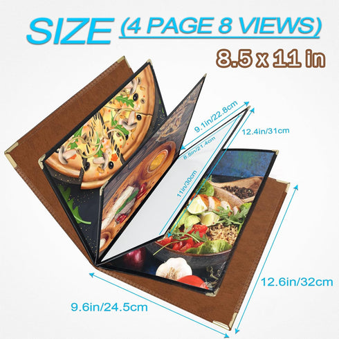 2-Pack 8.5 11 4 8 Restaurant Menu Covers x - Menu Holder Page View, Menu Book Menu Sleeves for Restaurant, Bar, Caf