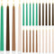 Baquler 24 Pcs 11'' Green Brown Flameless Taper Candles Woodland Battery Operated