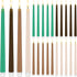 Baquler 24 Pcs 11'' Green Brown Flameless Taper Candles Woodland Battery Operated