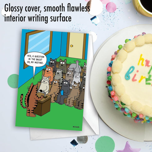 NobleWorks - 1 Funny Animal Card for Birthdays - Pet Cat and Dog Humor, Birthday Notecard with Envelope
