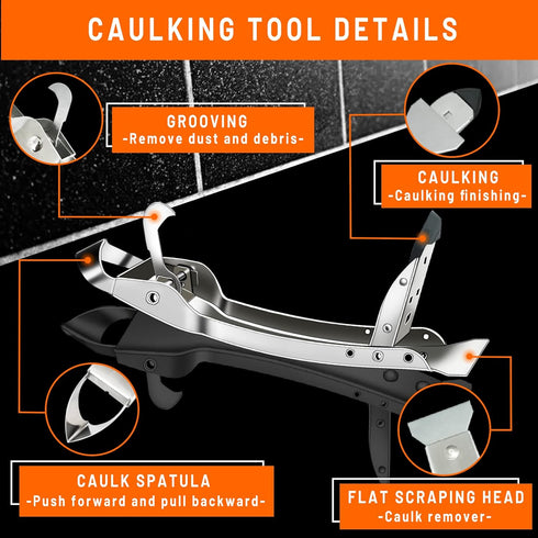 Stainless Steel Caulking Tool Kit, 4 in 1 Grout Removal Tool for Kitchen, Bathroom, Floor Sealant