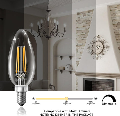 Bulbs Dimmable, 60W Bulbs, E12 4.5W 5000K B11 6 Pack TJOY LED Candelabra Equivalent Chandelier Light Small Base