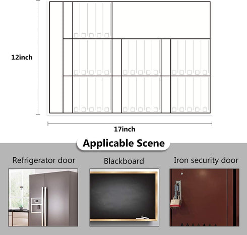 LUCYCAZ Magnetic Dry Erase To Do List Board for Fridge - Vertical Weekly Planning Board with 8 Markers, 12''x17'' (A3)