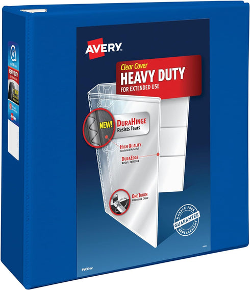 Avery Heavy-Duty 4 Inch View 3 Ring Binder, One Touch EZD Rings, 4.5 Inch Spine, Pacific Blue (79814)