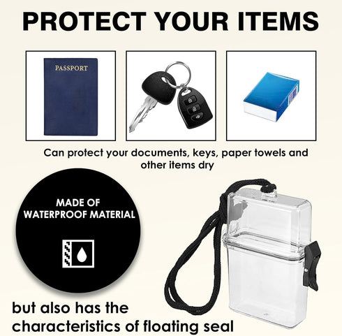 Waterproof ID Card Badge Holder Case - Floating Sports Case with Hanging Ring and Rope - Money and Key Holder - Small Waterproof Case for Swimming, Boating by UAIAGM
