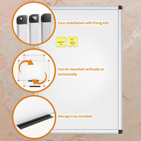 VIZ-PRO Magnetic Dry Erase Board, 36 x 24 Inches with Silver Aluminium Frame