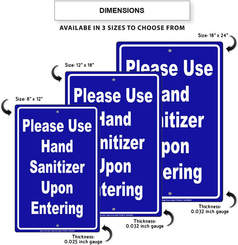 12"x18" Please Use Hand Sanitizer Upon Entering Metal Sign Novelty Notice Display Unique Office Hospital Garage Home