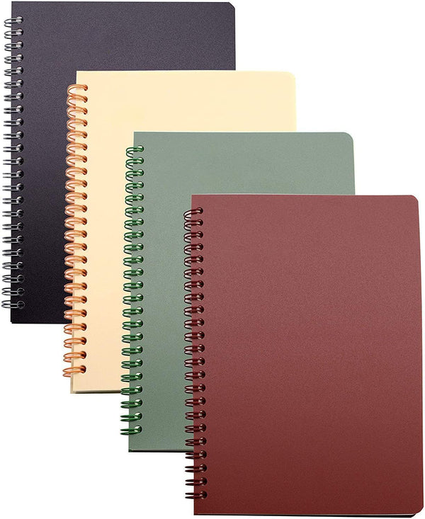 Yansanido Aesthetic Spiral Notebook, 4 Pcs A5, Thick Plastic Hardcover, 80 Sheets - 160 Pages
