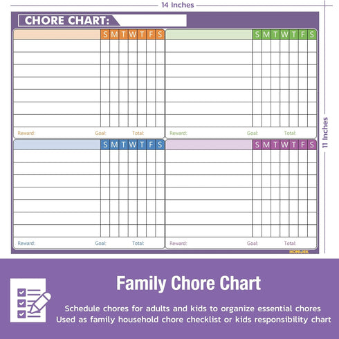 Magnetic Whiteboard Calendar for Fridge, Dry Erase Family Chore Chart with Grocery List, Markers, Eraser