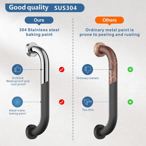 Stair Hand Railing,Safety Handle Bar,Iron Outdoor Deck Rail,Safety Handle Bar,Banister Rail Deck Hand Rail Rustic Pipe Handle Wall Mount Stainless Steel (2) by MAICOBI