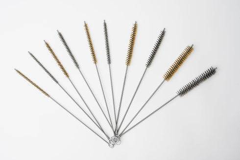 10-Piece Tube Cleaning Brush Kit for Tubes, Cylinders, and Narrow Spaces | Brass Wire Bore Brushes & Stainless Steel