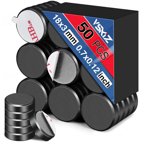 Small Magnets with Adhesive Backing - 50Pcs Round Disc Ceramic Magnets for Crafts, 0.71x0.12inch
