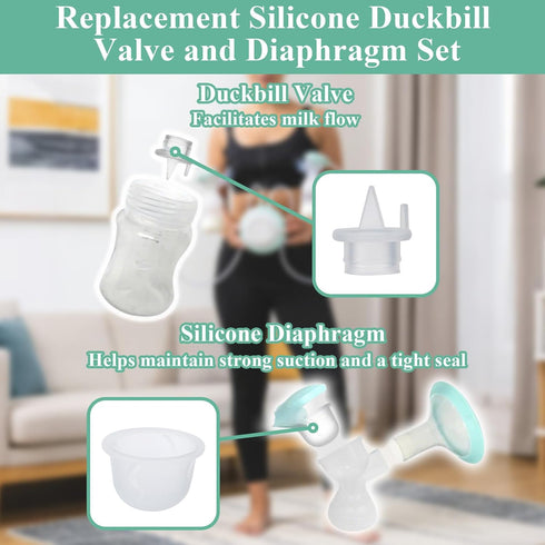 6 Pack 2 Pack Z1/Z2/Twist Duckbill Valves & Silicone Diaphragms Compatible with Breast Pump - BPA-Free Breast Pump