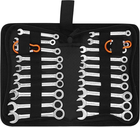Premium 22-Piece Midget Wrench Set, Mini Combination Wrench Set Metric & SAE with Carry Pouch