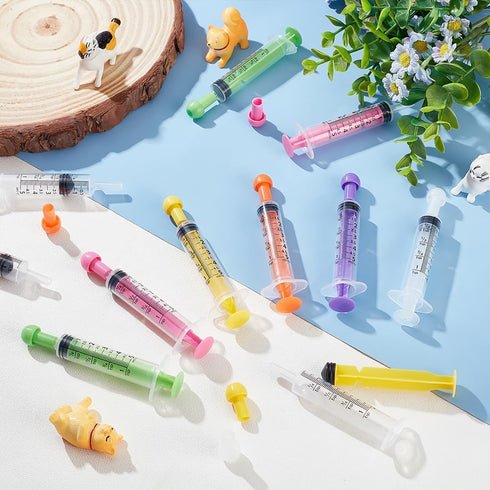 OLYCRAFT 18Pcs 6 Colors 5ML Plastic Measurement Syringe with Cap, Individually Sealed for Scientific Labs