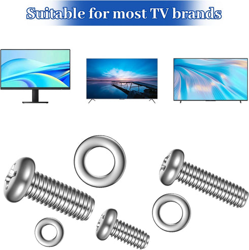 Yuomeaz 24Pcs (M4 M6 M8) Universal TV Mounting Screws Kit, Stainless Steel Monitor Mounting Screws, Monitor Stand Screw