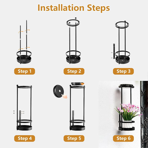 3 1pc) Solar Wall Light with Plant Stands, Wireless Outdoor Fence Light with color, Metal Hanging Plant Holder