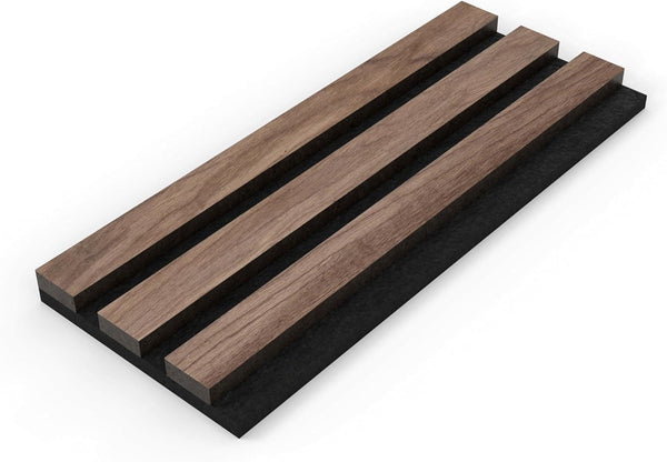 WVH Luxury American Walnut Acoustic Slat Wood Wall Panel Sample, Premium Finish,