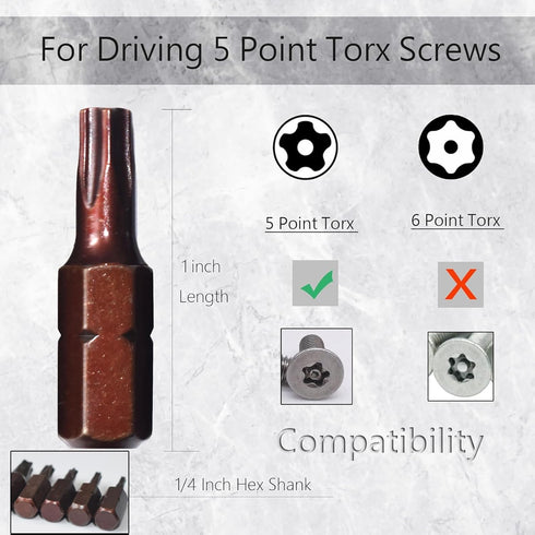 SKZIRI 8-Piece 5 Set, TS8-TS40, 1-inch Point Torx Security Screwdriver Bit Long