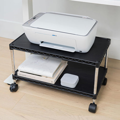 ZBRANDS Under Desk Printer Stand with Storage 24" X 14", Printer Cart, Small