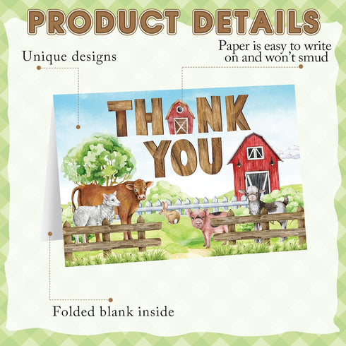 Motiskyy 24 4H 4H, Pcs Thank You Cards with Envelopes Bulk Blank Thank You Cards Inspirations Gifts for FFA(Farm)