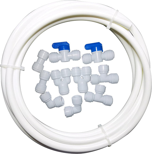 10 pcs Quick Connect Push In Water Purifiers Tube Fittings, 1cm, with 5m White Tubing Hose for RO System