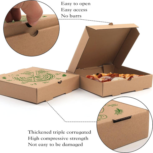 Pizza Boxes - 15 Pack Kraft Corrugated Pizza Takeout Boxes, Food Delivery, Gift Packing, 7.3x7.3x1.6" (Green)